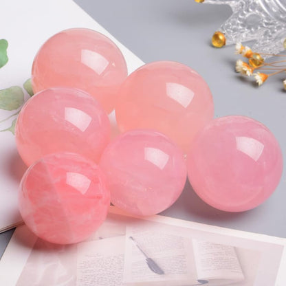 5-6CM/1.97-2.36inch Natural Pink Crystal Ball Rose Quartz Sphere Polished Divination Ball