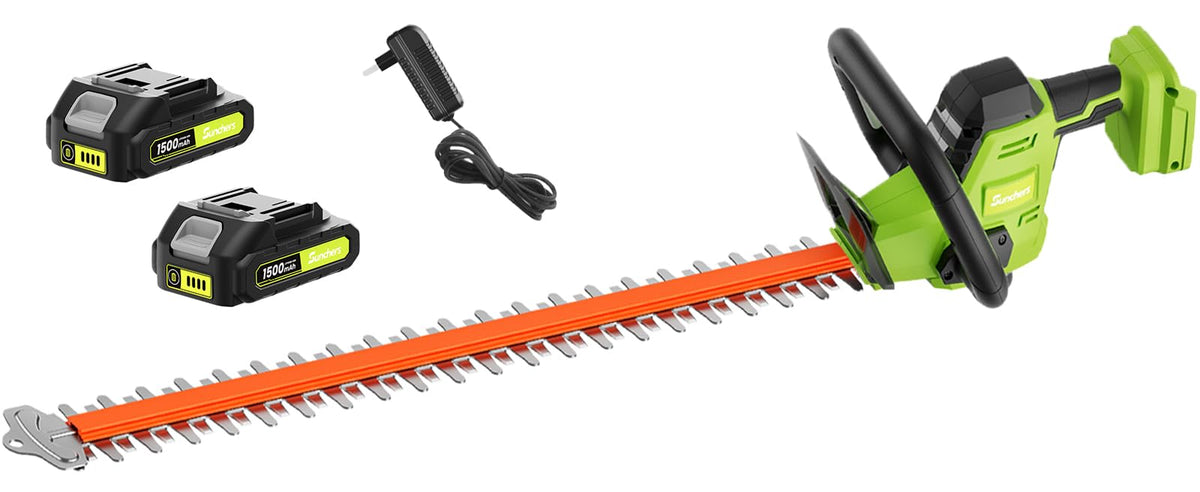 SUNCHERS 20V Max Hedge Trimmer Cordless, 22 Inch Tree Trimmer with 2 Batteries and Charger