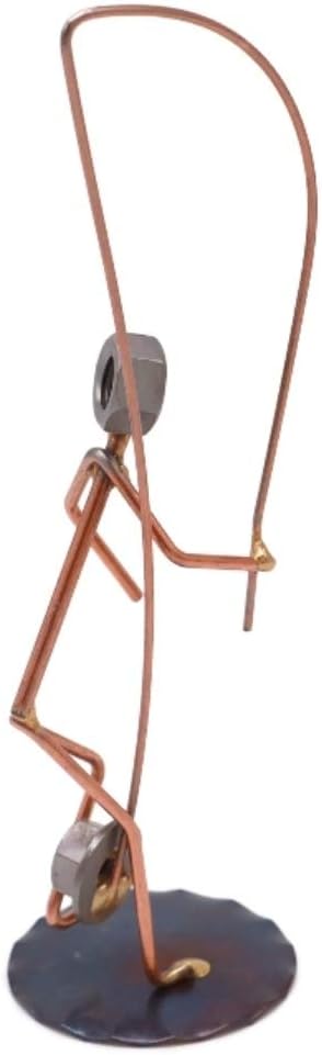Hooked Hat Fisherman Collectible Handmade Metal Art Figurine, Desk Accessories, Trophy, Boss Gift