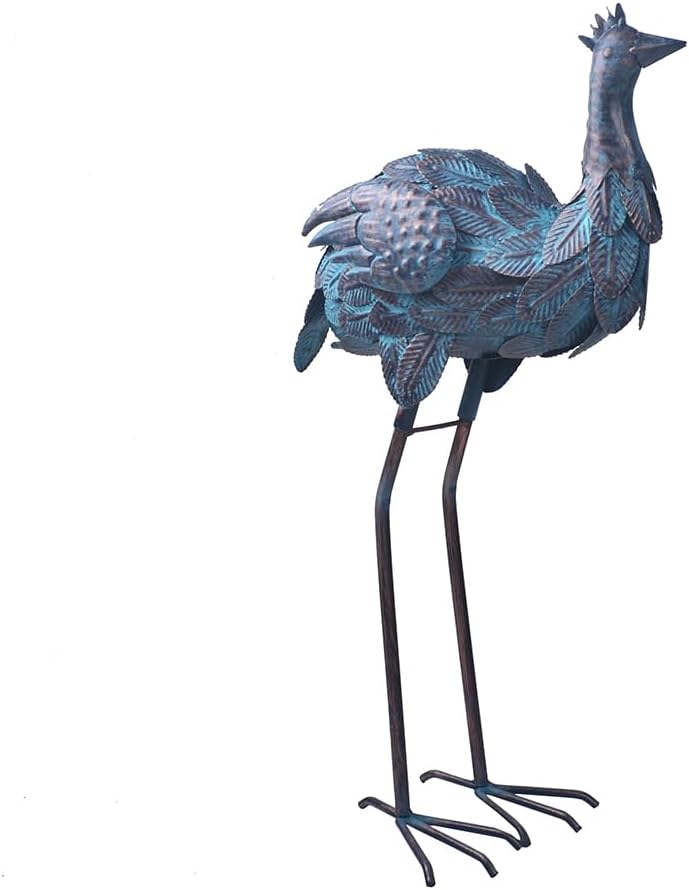 Ostrich Statue Metal Retro Style Ostrich Sculpture Garden Decoration Metal Yard Art for Patio Lawn