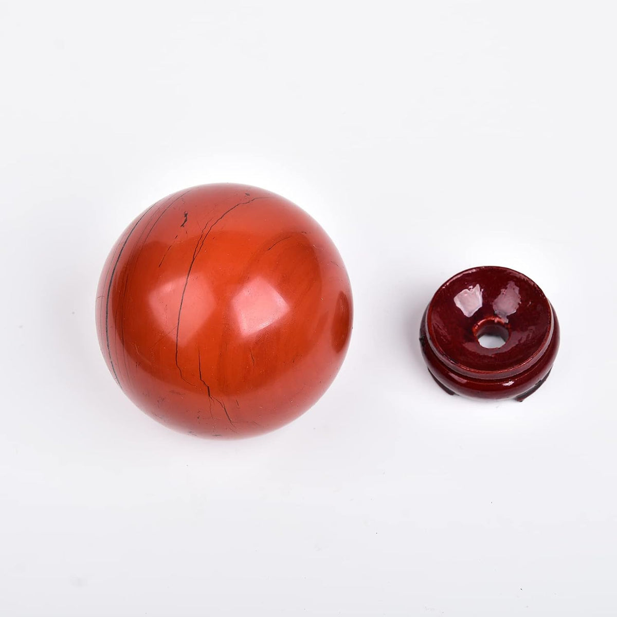 JIC Gem Red Healing Crystal Ball with Decoation Stand - Red Jasper Gemstone Sphere for Fengshui