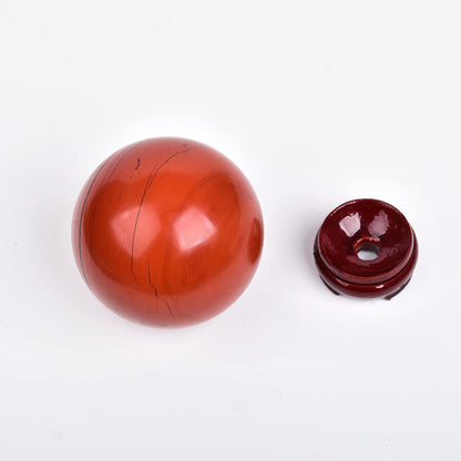 JIC Gem Red Healing Crystal Ball with Decoation Stand - Red Jasper Gemstone Sphere for Fengshui