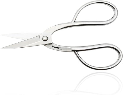 TONMA Ashinaga Bonsai Scissors [Made in Japan] 8 inch Soild Stainless Steel Hasami Pruning Shears