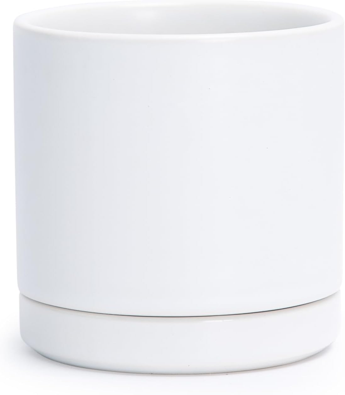 D'vine Dev 3.5 Inch Ceramic Planter Pot with Drainage Hole and Saucer, Indoor Cylinder Round