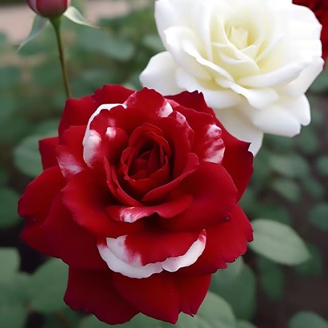 20pcs Rare Twin Red White Rose Flower Seeds for Planting - Captivating Garden Blooms Non GMO