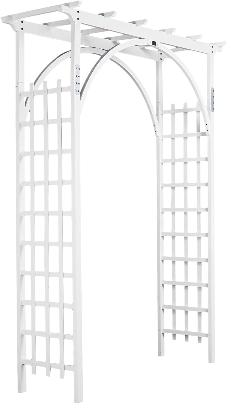 VINGLI 85in Wooden Arbor, Wedding Arch for Ceremony, Wood Trellis for Plant Climbing, Christmas