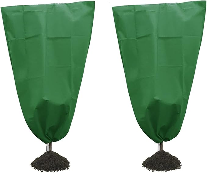 Alpurple 2 Packs Winter Drawstring Plant Covers- 39 x 63 Inch Warm Plant Protection Cover Bags