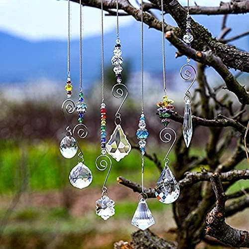 H&D HYALINE & DORA Set 7 Crystal Rainbow Suncatcher Glass Bead Chain Fengshui Hanging Pendant for