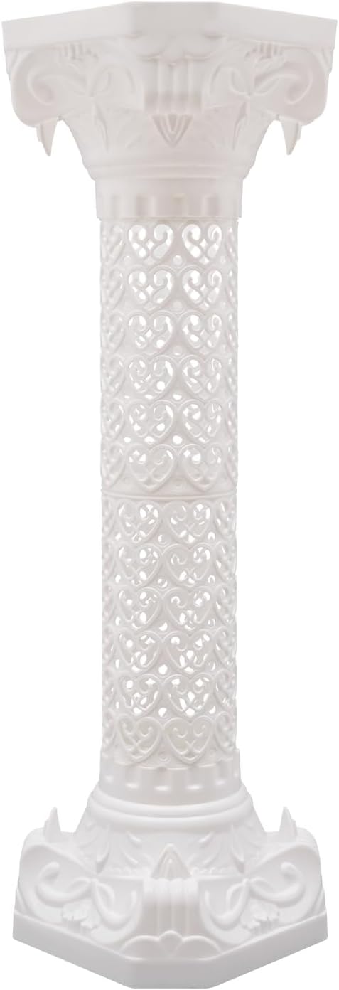 Roman Column Pedestal, Plastic White Columns for Weddings Indoor/Outdoor Roman Pillar Stand for