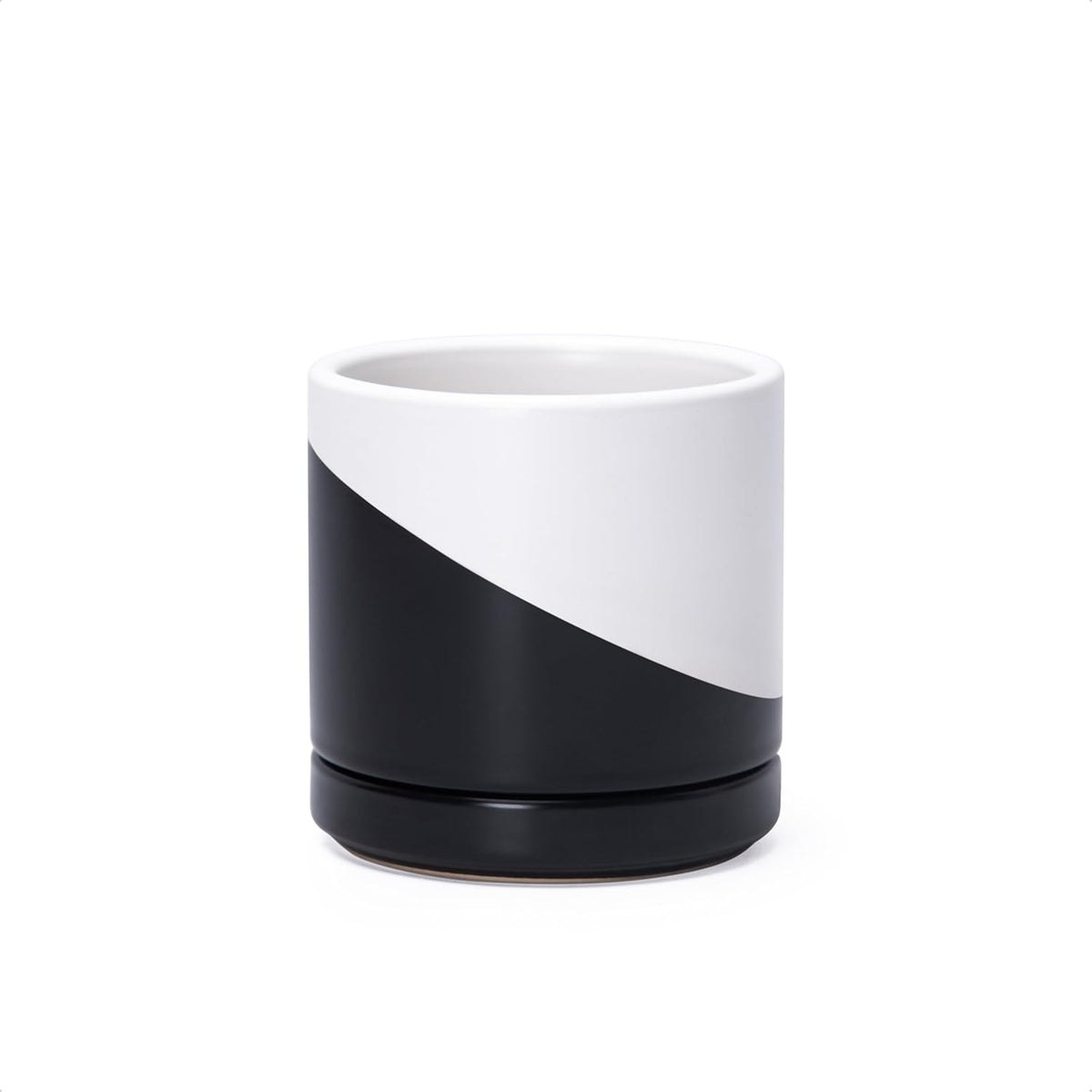D'vine Dev 3.5 Inch Ceramic Planter Pot with Drainage Hole and Saucer, Indoor Cylinder Round