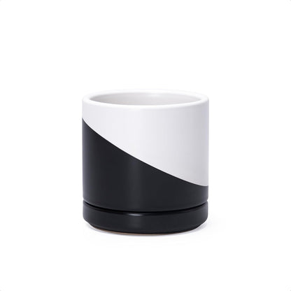 D'vine Dev 3.5 Inch Ceramic Planter Pot with Drainage Hole and Saucer, Indoor Cylinder Round