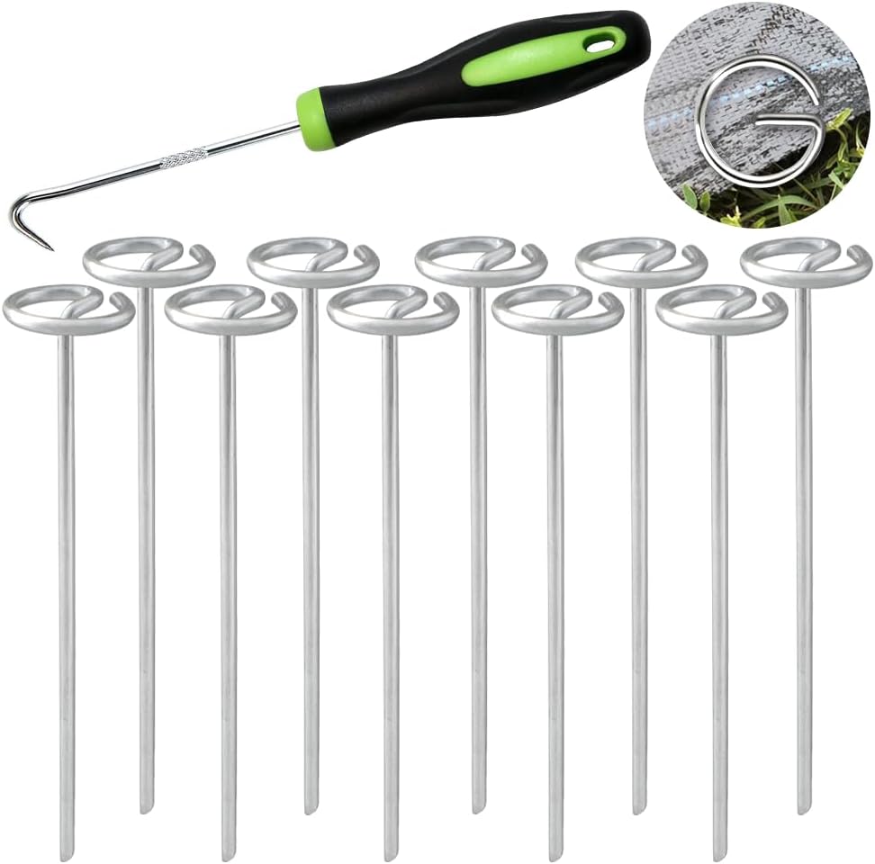 Bakulyor 50Pcs Circle Top Landscape Staples, 6 Inch Garden Stake 9 Gauge Galvanized Landscape