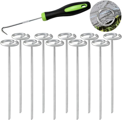 Bakulyor 50Pcs Circle Top Landscape Staples, 6 Inch Garden Stake 9 Gauge Galvanized Landscape