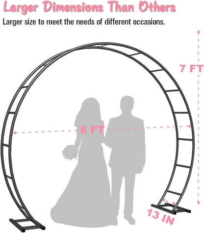 Queension Metal Arch Backdrop Stand 8Ft Wide 7Ft High, Wedding Arch Frame for Wedding Decorations