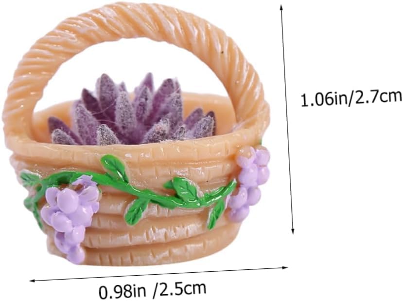 4 Pieces Mini Succulent Plant Resin Ornaments - Cute Car Dashboard Figurines Flower basket Set