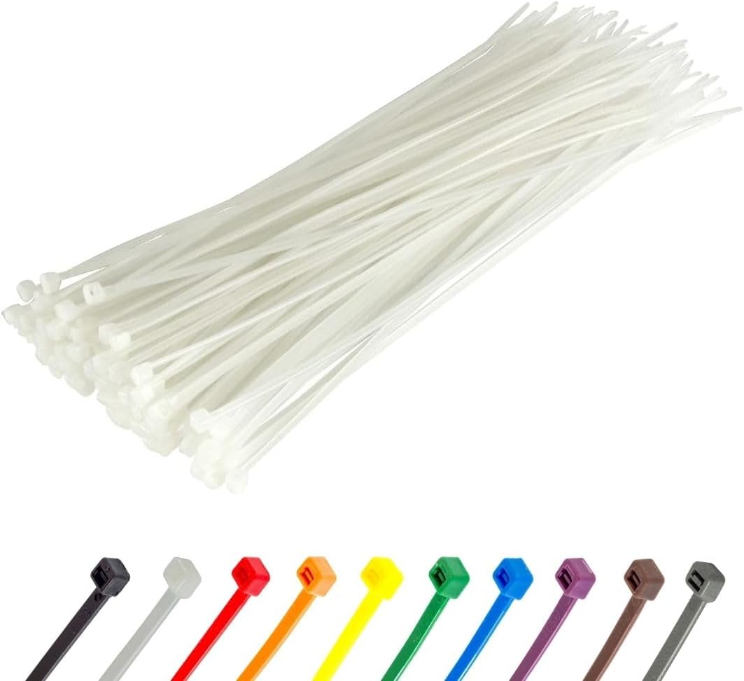 GTSE 6 Inch White/Clear Zip Ties, 100 Pack, 40lb Strength, UV Resistant Strong Nylon Cable Ties