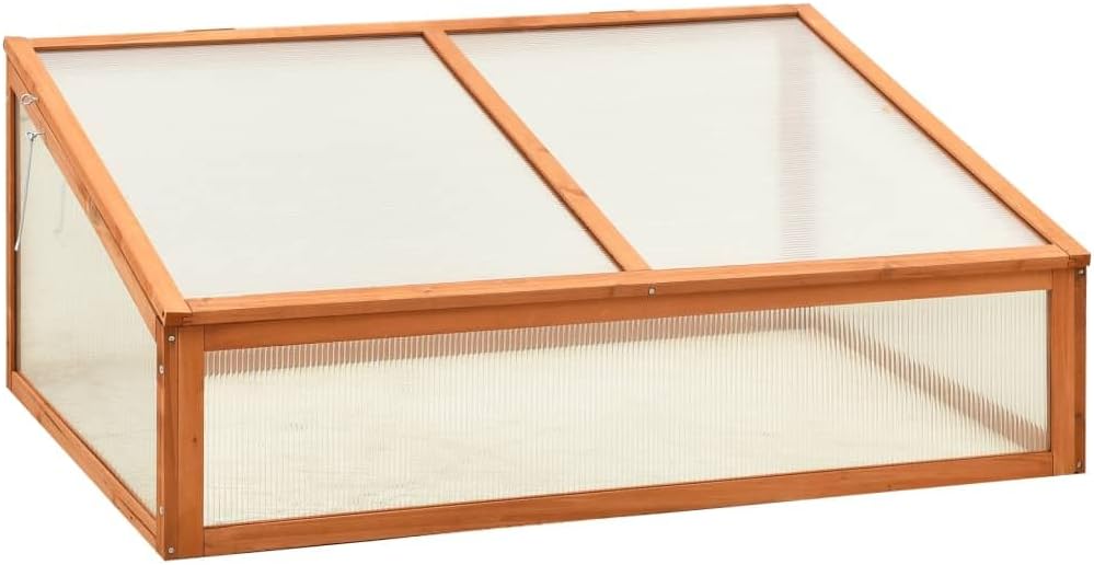 Wooden Garden Greenhouse，Wood Raised Plants Bed Raised Flower Planter Box, Garden Wood Cold Frame