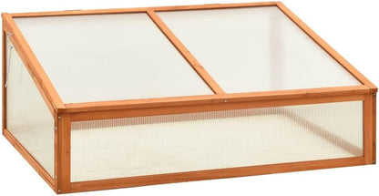 Wooden Garden Greenhouse，Wood Raised Plants Bed Raised Flower Planter Box, Garden Wood Cold Frame