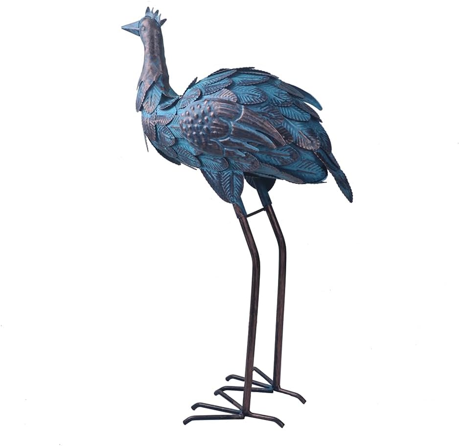 Ostrich Statue Metal Retro Style Ostrich Sculpture Garden Decoration Metal Yard Art for Patio Lawn