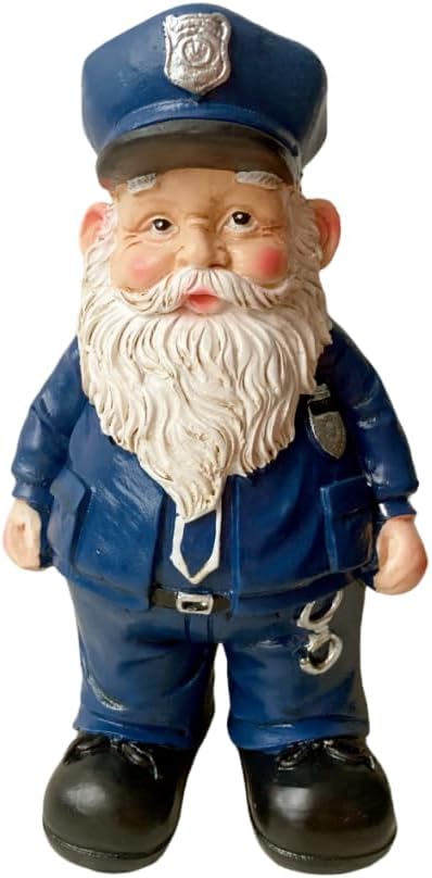 molchagar Police Garden Gnome Statue,United States Police Officer Gnome Figurine Gift for Home