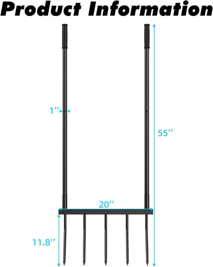 Broadfork Garden Tool Heavy Duty, 5 Tines Broad Fork for Gardening, U-Shaped Garden Fork for