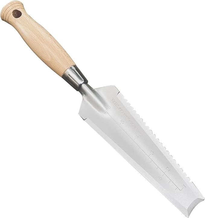 SUMIO 13.3" Alloy Steel Weeding Transplanter, Hori Hori Knife, Digging Trowel with Serrated Edge