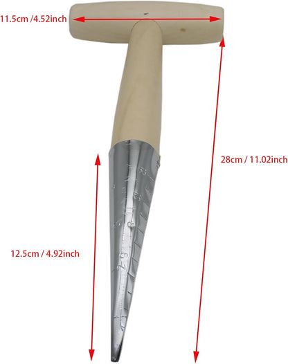 Garden Hand Dibber Seed Planter Tool Stainless Steel Sow Dibbler with Wooden Handle Garden Hole
