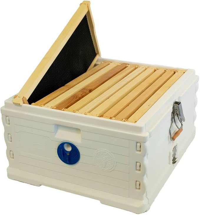 Apimaye Insulated Deep Super with 10 Wood Frames with Premier Double Waxed Foundation. (White Body