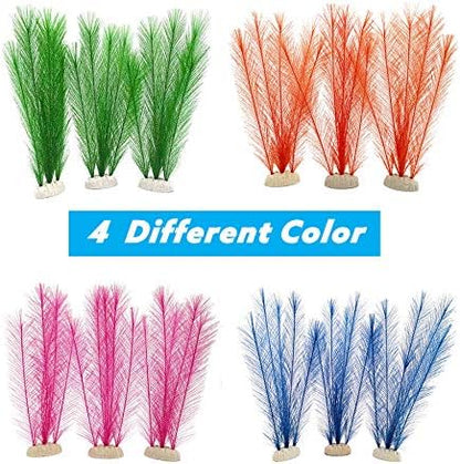BEGONDIS Aquarium Decorations 5Pcs Fish Tank Artificial Green Water Plants Made of Silk Fabrics