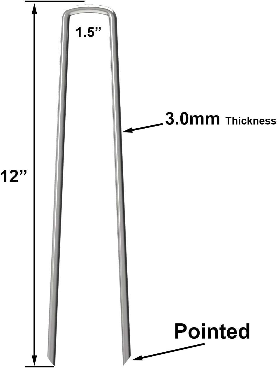 100 Pack 12" Garden Stakes Pins,Heavy Duty Garden Landscape Staples Stakes Pins Galvanized