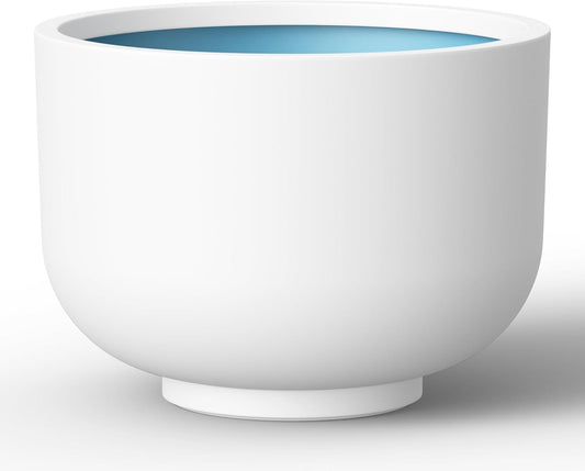 Kante 17.7 Inch Dia Concrete Bowl Planter, Large Tapered Bottom Plant Pot with Drainage, Smooth