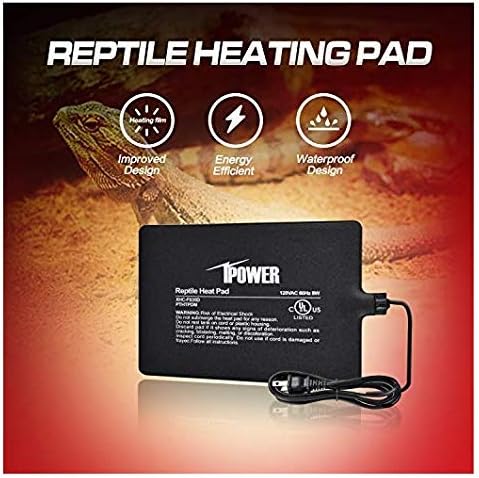 iPower Reptile Heat Pad 8W Under Tank Terrarium Warmer Heating Mat for Turtles Lizards Frogs and