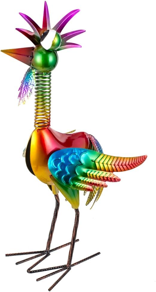 Metal Wacky Rooster Garden Statue, 18'' Rooster Decor Yard Statue Decorations Outdoor, Chicken Yard