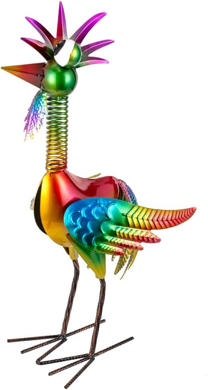 Metal Wacky Rooster Garden Statue, 18'' Rooster Decor Yard Statue Decorations Outdoor, Chicken Yard