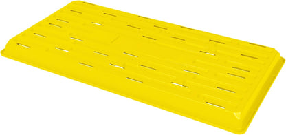 SUNPACK 10" x 20" Heavy Duty Shallow Plastic Seed Starting Tray, Yellow, 1" (Pack of 10) - Lined