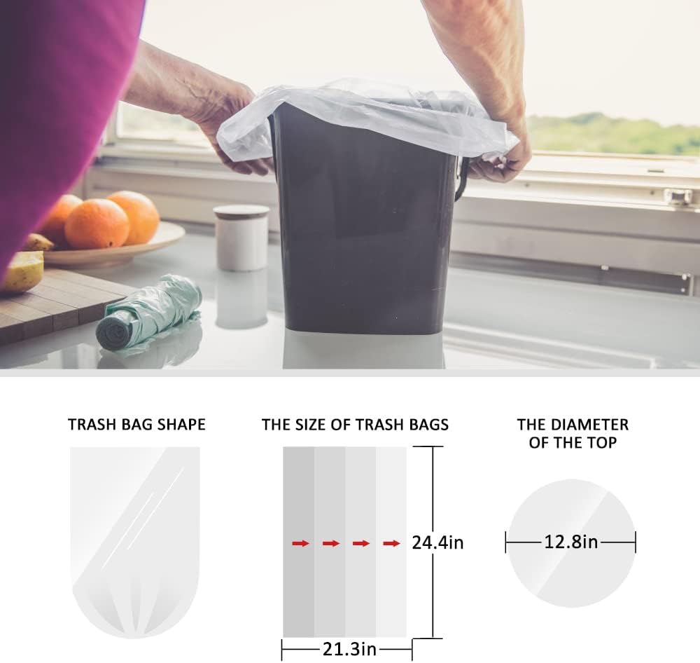 5 Gallon 330 Counts Strong Trash Bags Garbage Bags by Teivio, Bathroom Trash Can Bin Liners