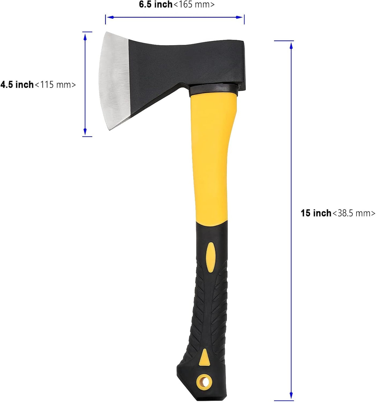 2 Pack 15 Inch Chopping Axe, Camping Axe with Rubber Cover, Forged Carbon Steel Heat Treated Blade
