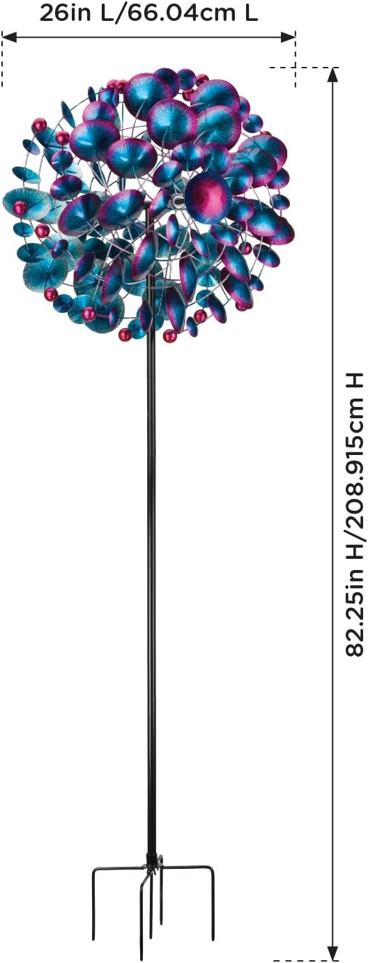 Regal Art & Gift Globe Wind Spinner – Metal Yard Decorations Outdoor | Kinetic Garden Spinner for