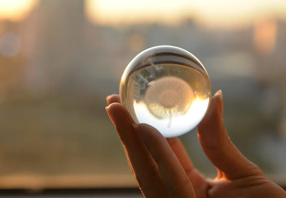 Crystal Ball Glass Globe Decor - Sphere with Stand & Gift Box, Clear Decorative Globe, 3D Crystal