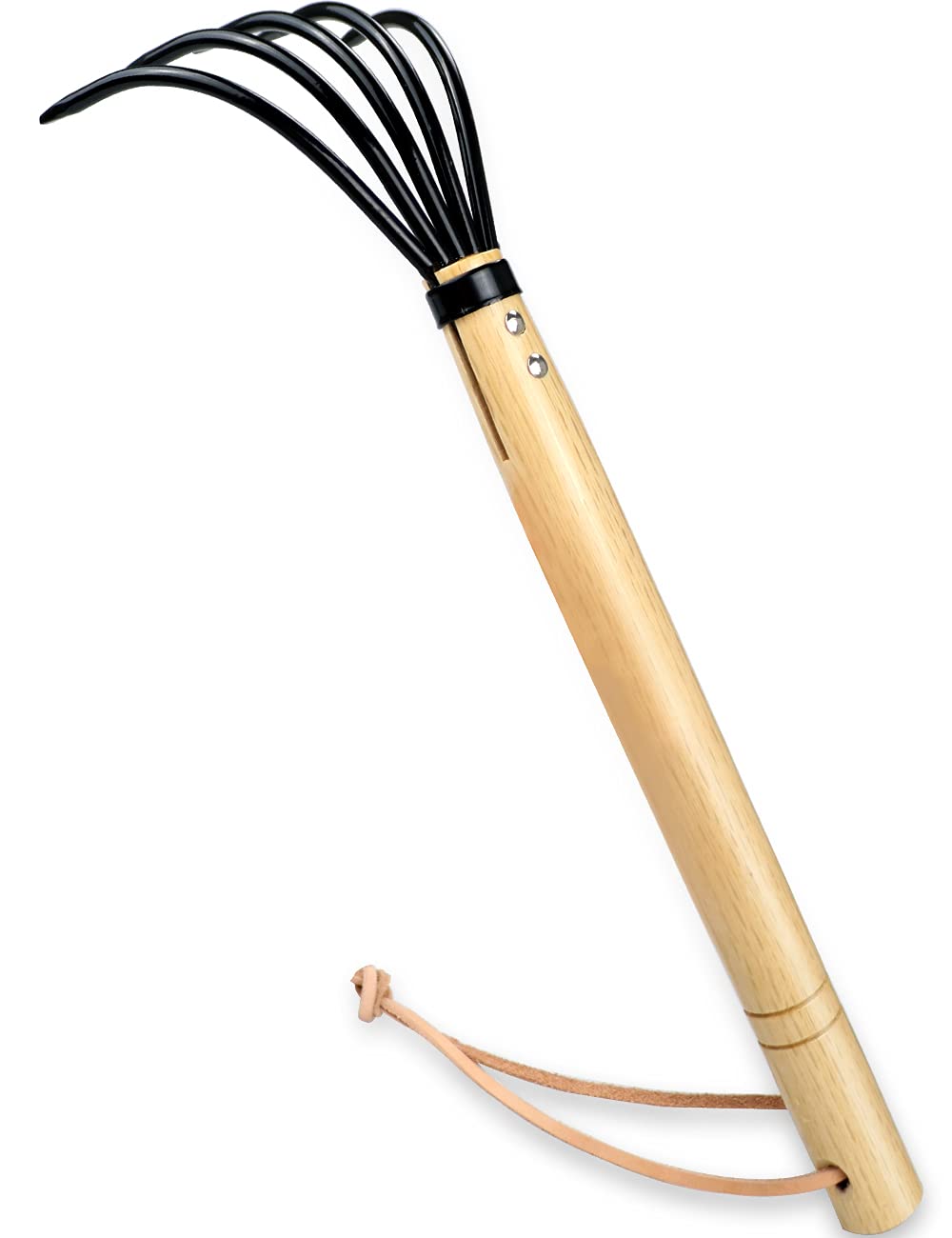 15" Gardeners Claw Rake | Military Grade Steel 6 Tines and Prime Wood Japanese Ninja Claw Garden