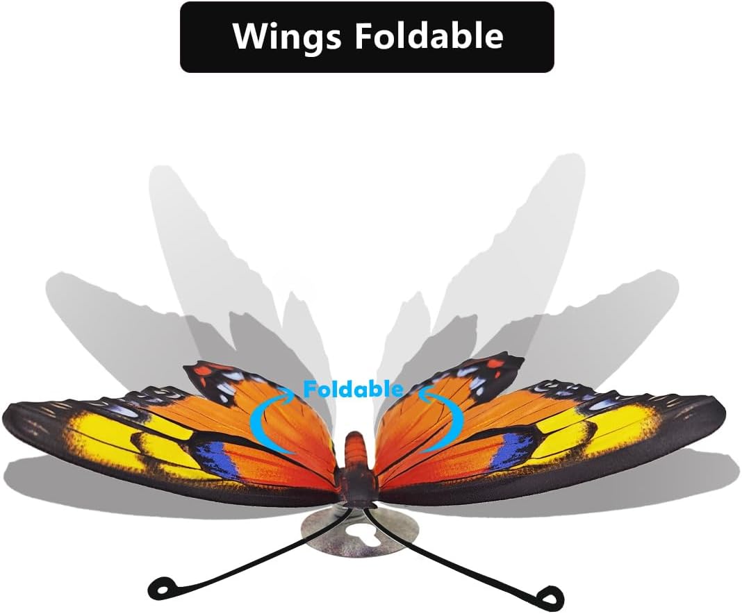 EOORAU Metal Butterfly Wall Outdoor Decor - 5 Pack Metal Butterflies Wall Art Sculpture Hanging