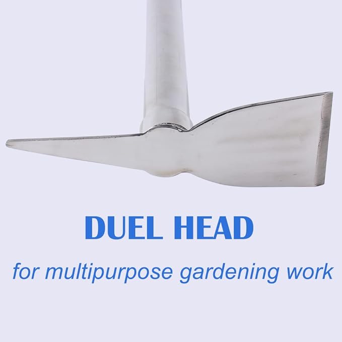 Stainless Steel Garden Hoe Pick 15-inch Length Lightweight Weather Resistant Metal Multipurpose