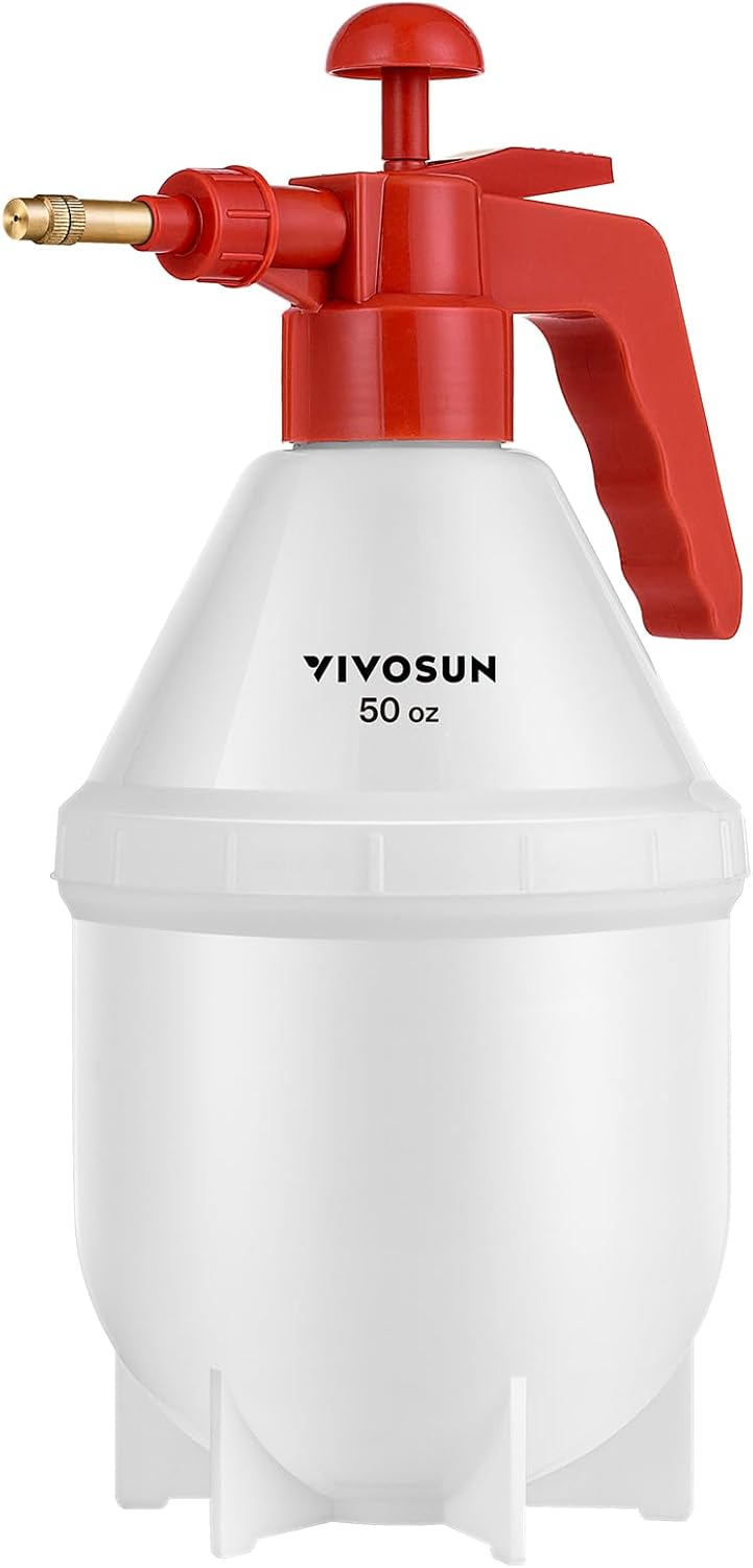 VIVOSUN 50oz Pump Sprayer, Handheld Garden Water Sprayer Bottle with Adjustable Brass Nozzle, for