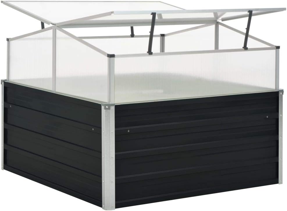 Galvanized Steel Greenhouse, 39.4"x39.4"x30.3", Black
