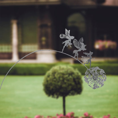 Flower Fairy Dancing with Dandelion Garden Art Sculpture Stainless Steel Statue Christmas Halloween