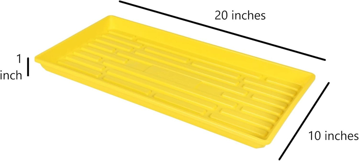 SUNPACK 10" x 20" Heavy Duty Shallow Plastic Seed Starting Tray, Yellow, 1" (Pack of 10) - No