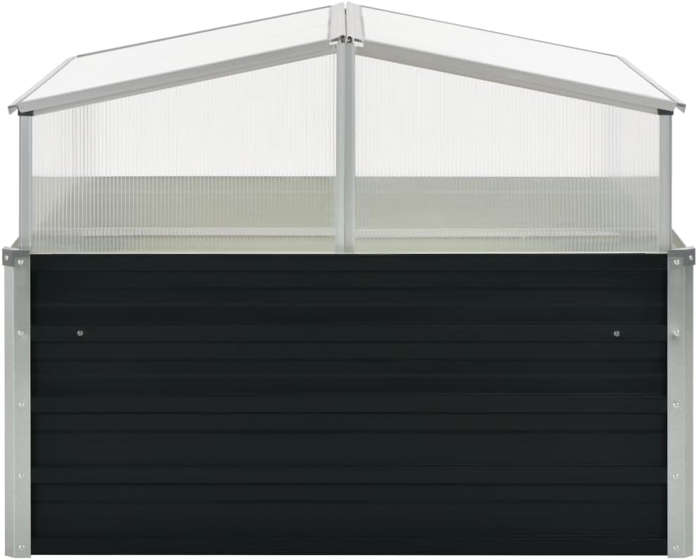 Galvanized Steel Greenhouse, 39.4"x39.4"x30.3", Black