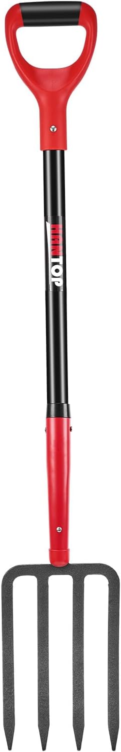 4-Tine Heavy Duty Pitchfork Digging Fork Garden Fork Pitch Forks with Fiberglass Handle for