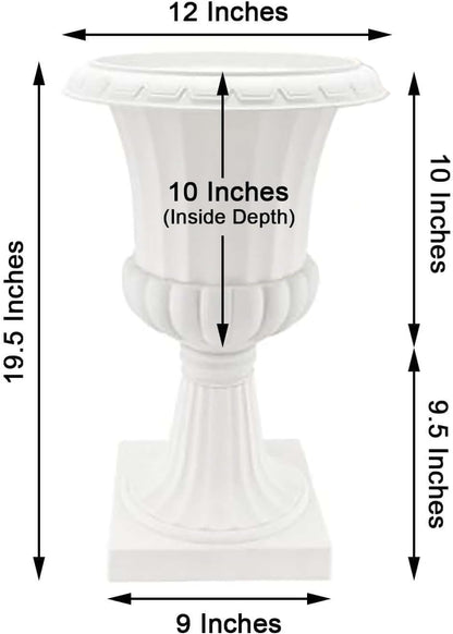 Efavormart 2 Pack - 20" PVC Urn Planter, Floral Pedestal Flower Pot White Plant Stand for Wedding