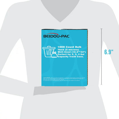 2-4 Gallon Trash Bags, 1000 Count Bulk Value Pack, Clear Plastic Recycling Bags, Small